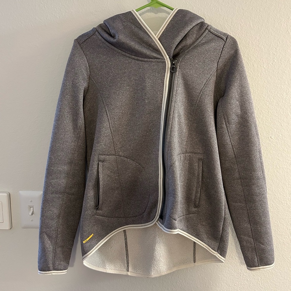 Lole Gray Hooded Zip-Up Sweatshirt with Contrast Trim